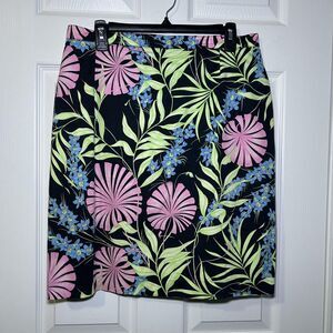 Averardo Bessi Skirt Women's Size Large Black Floral Tropical Italy Print